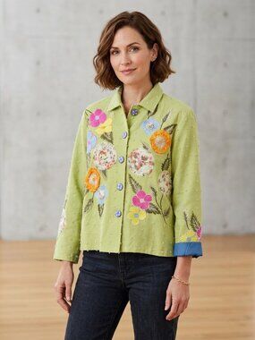 Vintage Indigo Moon Embellished Jacket